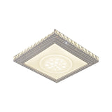 Sleek Metal Led Ceiling Mount Lamp With Crystal Deco - Rectangle/Square Parlor Flush Light