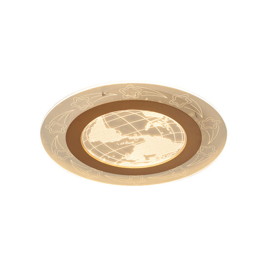 Modern Acrylic Round Flush Ceiling Light With Nordic Led Flower And Globe Design - Warm/White