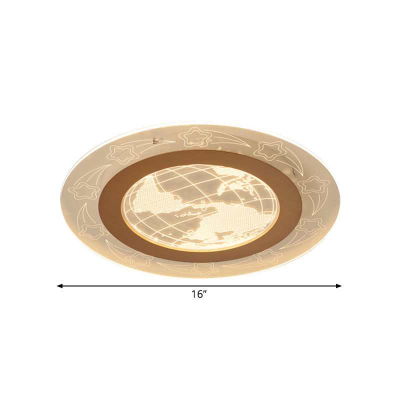 Modern Acrylic Round Flush Ceiling Light With Nordic Led Flower And Globe Design - Warm/White