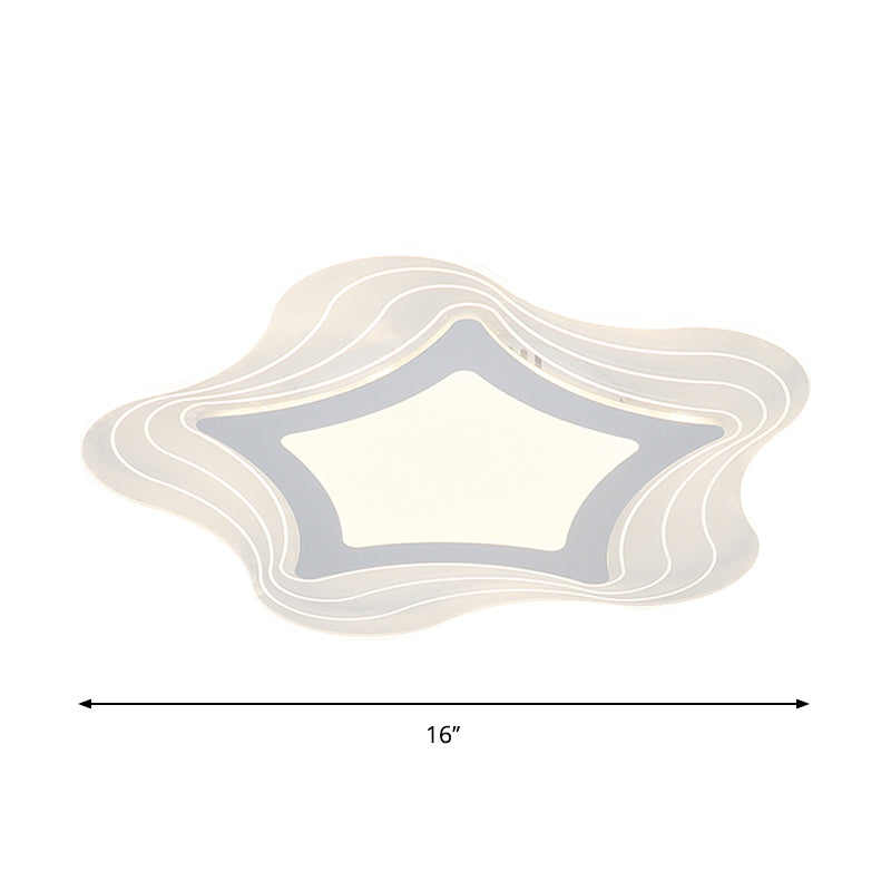 Modern Led Flush Mount Lamp - Acrylic Star/Pentagon Design In White/Warm Light