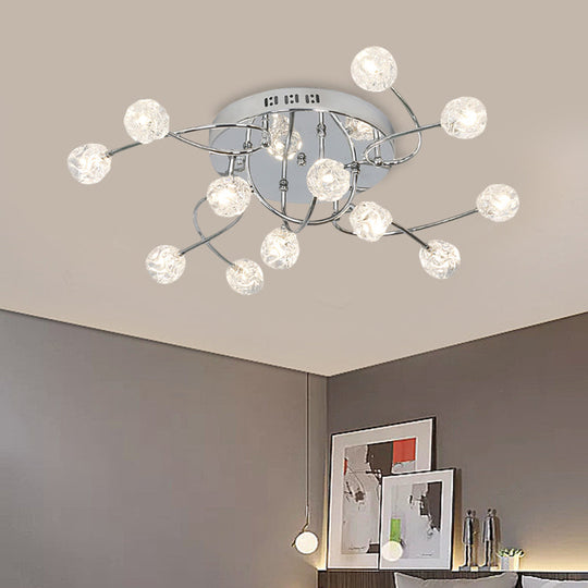 Minimalist Crystal Globe Semi Flush Ceiling Lamp In Chrome - 12/16/20 - Bulb Close To Light For