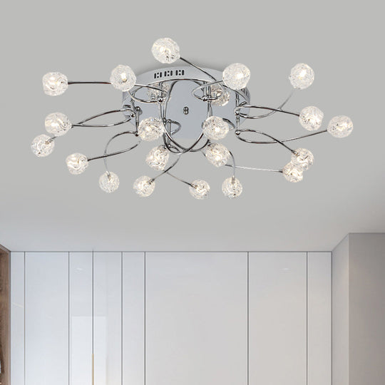 Minimalist Crystal Globe Semi Flush Ceiling Lamp In Chrome - 12/16/20 - Bulb Close To Light For