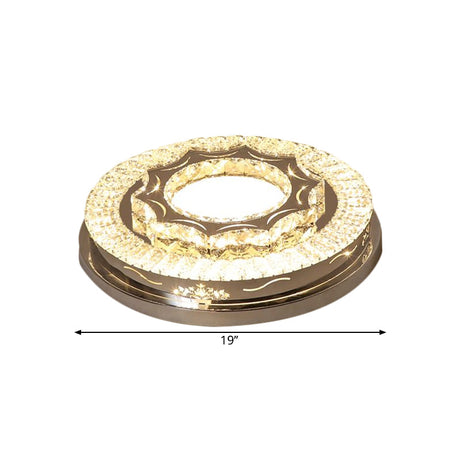 Modern Crystal Led Flushmount Ceiling Lamp In Warm/White Light