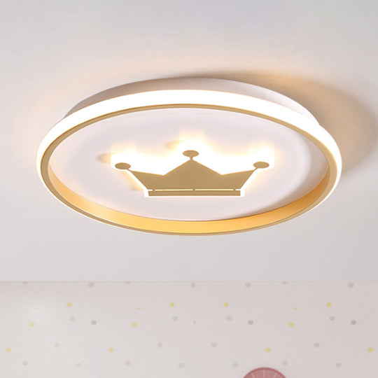 Gold/Coffee Crown & Monkey Led Ceiling Light For Kid’s Bedroom Gold
