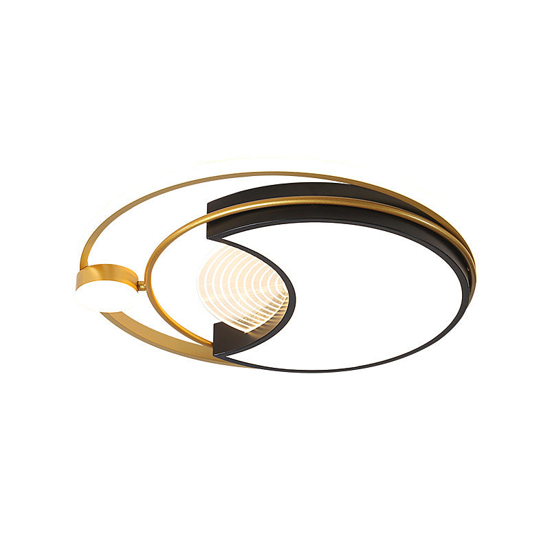 Contemporary Led Flush Ceiling Light With Acrylic Shade - Black Square/Round Mount | Warm/White