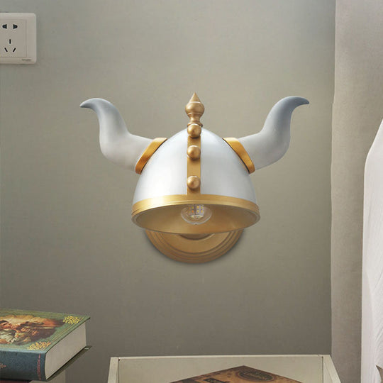 Metallic Horn Hat Wall Light Sconce - Gold And Silver Cartoon Style