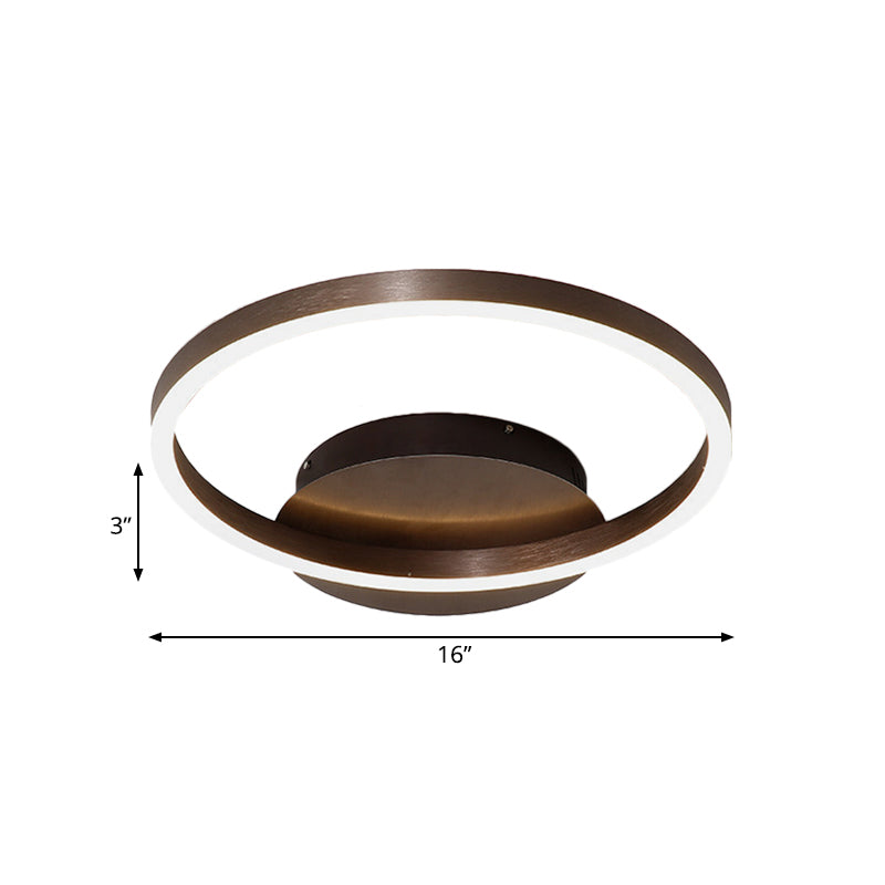 Contemporary Led Acrylic Ceiling Flush Light Fixture In Black/Brown 1/2/3 - Ring Warm/White/Natural