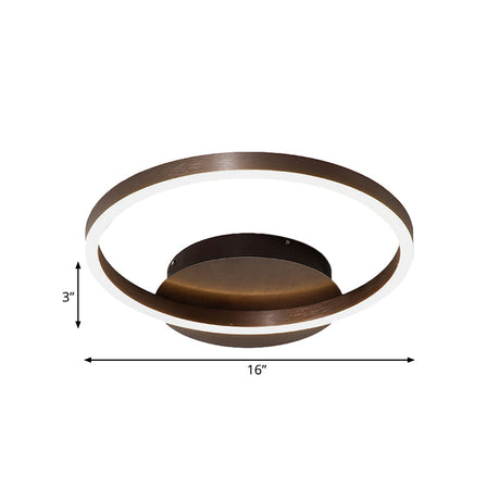 Contemporary Led Acrylic Ceiling Flush Light Fixture In Black/Brown 1/2/3 - Ring Warm/White/Natural