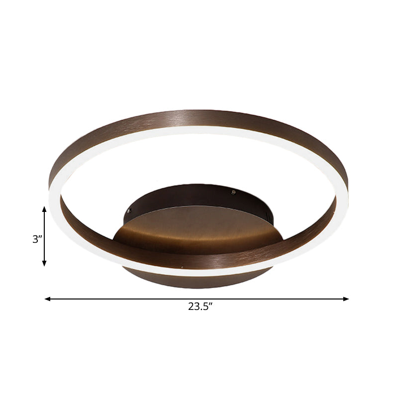 Contemporary Led Acrylic Ceiling Flush Light Fixture In Black/Brown 1/2/3 - Ring Warm/White/Natural