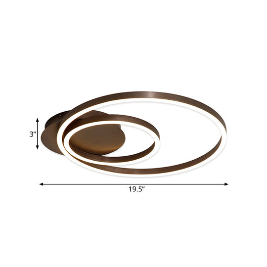 Contemporary Led Acrylic Ceiling Flush Light Fixture In Black/Brown 1/2/3 - Ring Warm/White/Natural