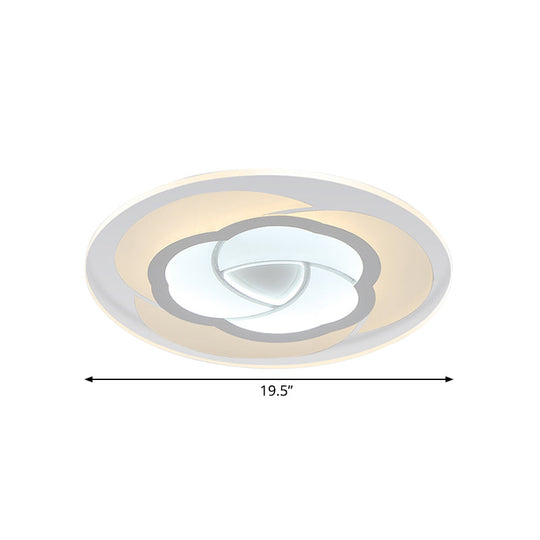 Modern Floral Flushmount Led Ceiling Light In Warm/White 16’/19.5’/23.5’ Wide
