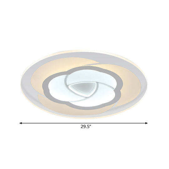 Modern Floral Flushmount Led Ceiling Light In Warm/White 16’/19.5’/23.5’ Wide