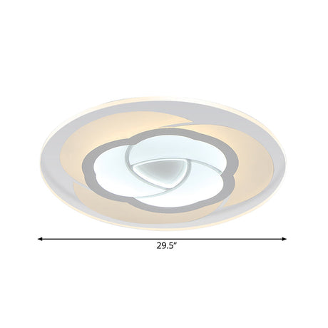 Modern Floral Flushmount Led Ceiling Light In Warm/White 16/19.5/23.5 Wide