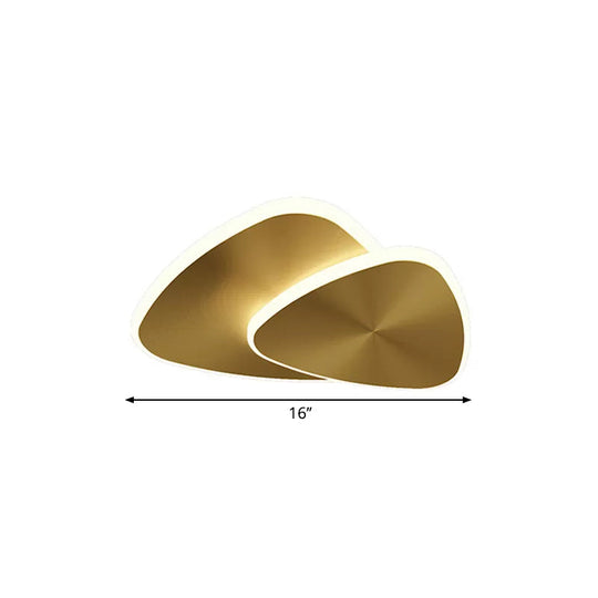 Modernist Metallic Triangle Ceiling Fixture With Led Flush Mount Lighting In Gold Warm/White/3