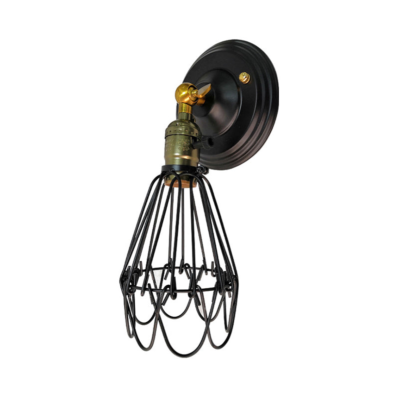 Farmhouse Style Wrought Iron Wall Sconce With Rotatable Lamp 1 Bulb Black/Bronze