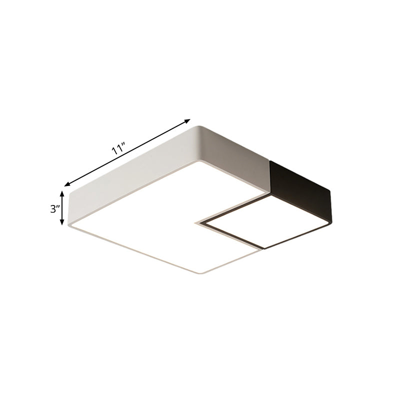 Simple Metal Square Flush Mount Led Ceiling Light Fixture For Living Room In Warm/White -
