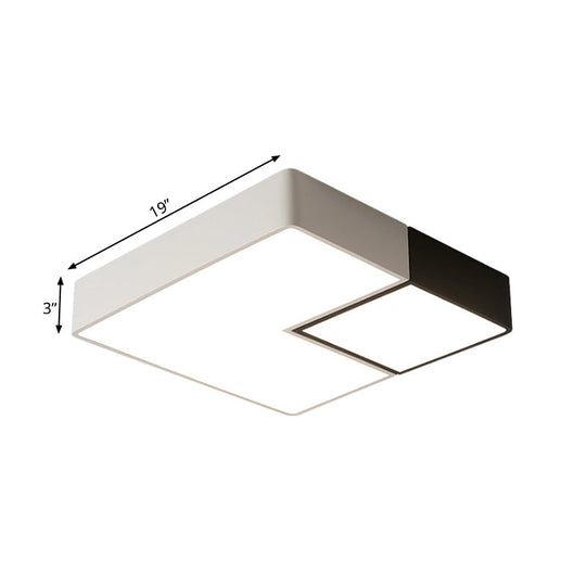 Simple Metal Square Flush Mount Led Ceiling Light Fixture For Living Room In Warm/White -