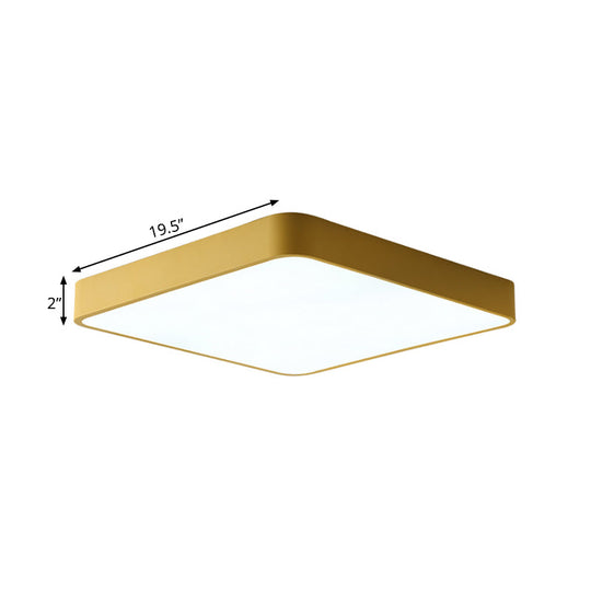 Modern Metal Flush Mount Ceiling Lamp - 16’/19.5’/23.5’ Wide Square Led Yellow/Green White/Warm