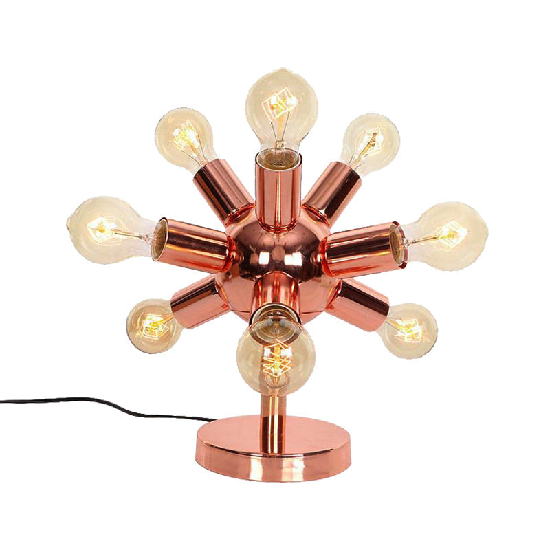 Industrial Style Copper Finish Sputnik Table Lamp | 6/9-Head Metallic Lighting For Bedroom With