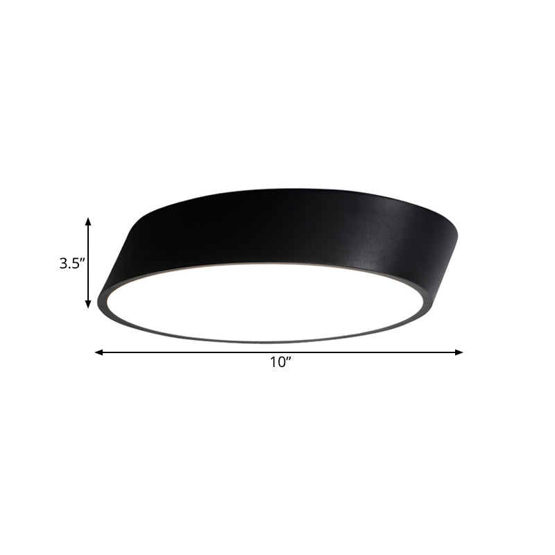 Modernist Led Bedroom Flush Mount Light In White/Black Inclined Elliptical Design 10’/16’/19.5’ Wide