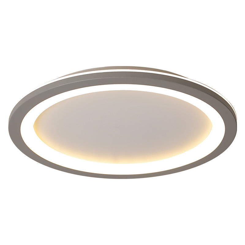 Minimalist Metal Led Grey Flush Mount Light With Acrylic Diffuser In White/Warm 10’/14.5’/19’ Wide