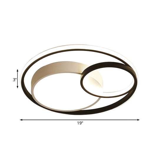 Contemporary Metal Led Flush Mount Ceiling Lamp - White/Black 16’/19’/23.5’ Wide