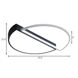 Modern Metal Led Semicircle Flush Lamp: Black/White Ceiling Mounted Fixture With Acrylic Diffuser In