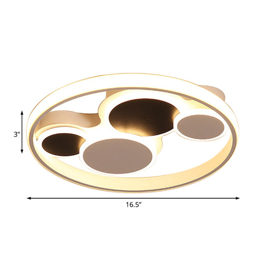 White Led Circle Flush Mount Ceiling Light For Living Room 16.5’/19.5’ Wide