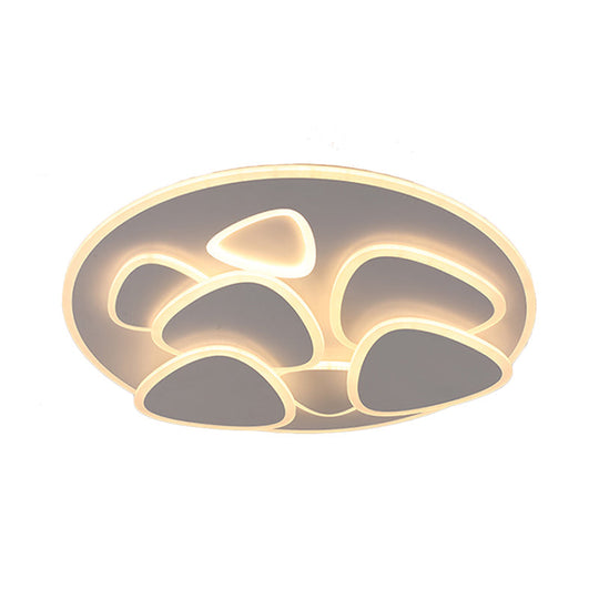 Modern Metal And Acrylic Led Flush Ceiling Light In White/Warm 19.5’/31’ Wide