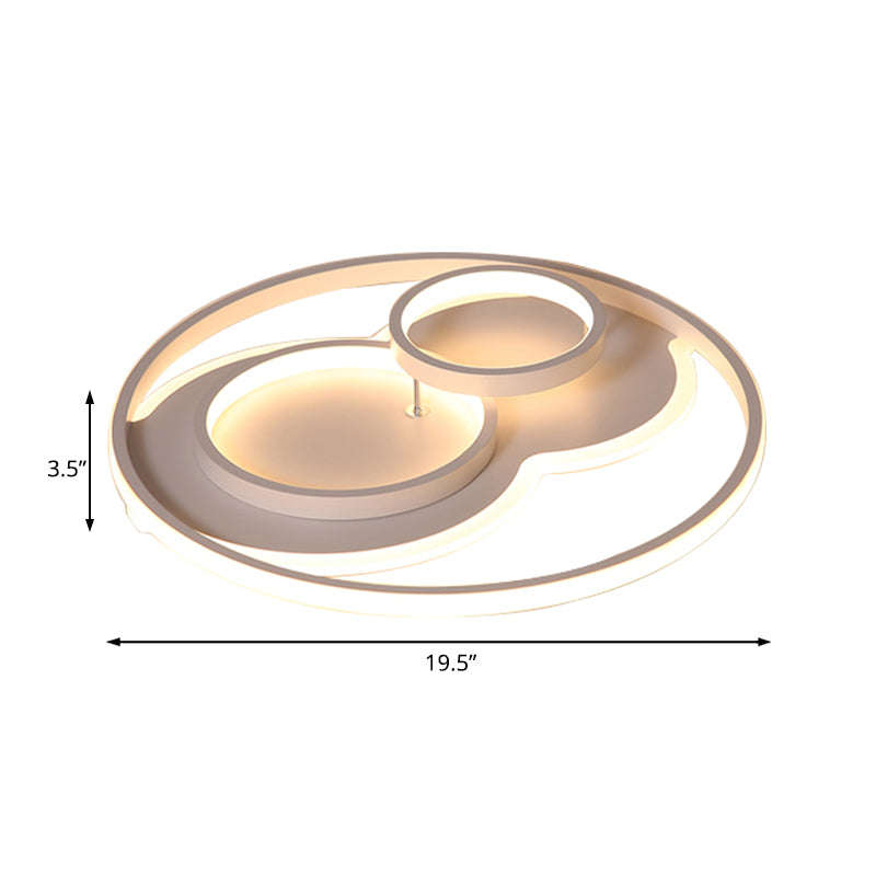 Modern Led Metal Flush Mount Ceiling Lamp In Black/White 16/19.5/23.5 Wide White/Warm Lighting