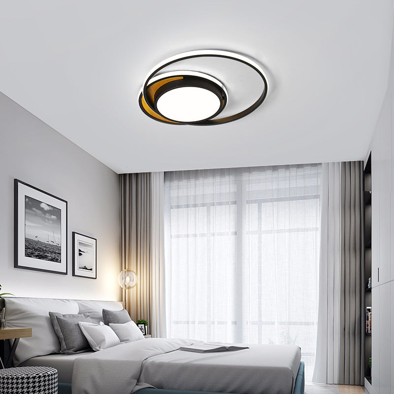 Ultra Thin Modern Metal Led Flush Ceiling Light In Black/White - White/Warm 18’/21.5’ Wide