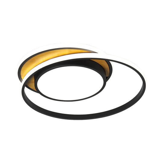 Ultra Thin Modern Metal Led Flush Ceiling Light In Black/White - White/Warm 18/21.5 Wide