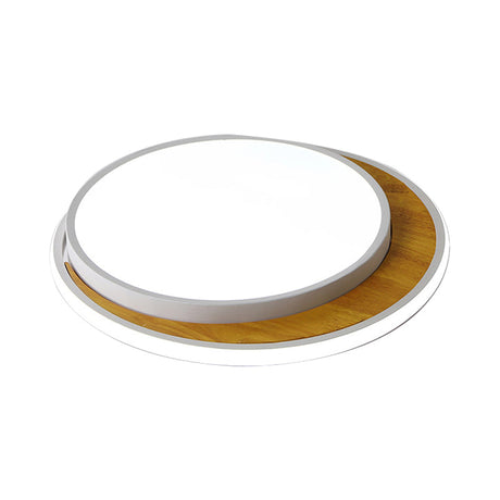 Contemporary Black/White Led Circle Flush Mount Ceiling Light Metal Fixture In White/Warm 16.5/20.5