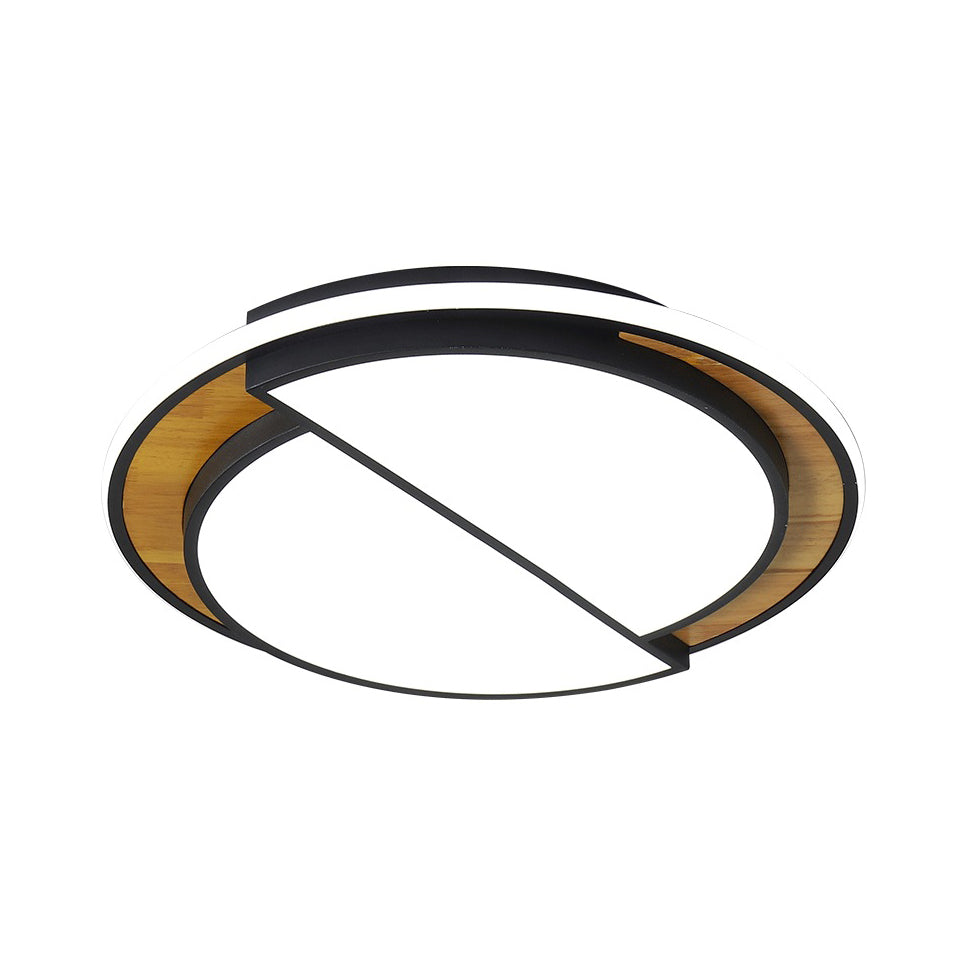 Modern Led Flush Mount Light In Black/White With White/Warm Glow 16.5/20.5 Wide