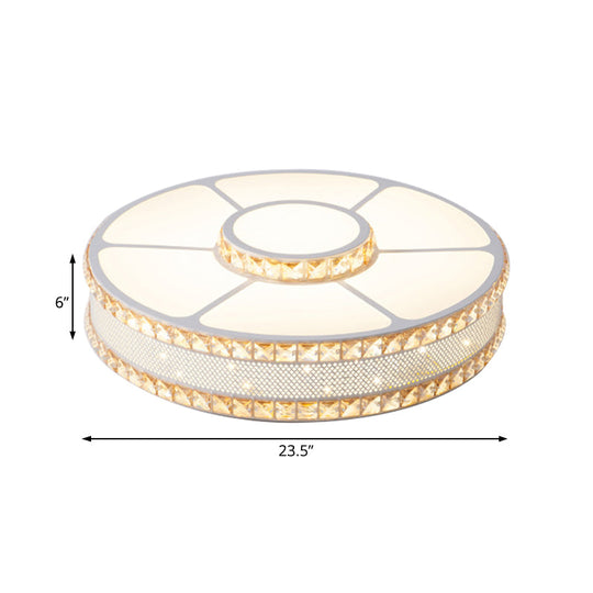 Nordic Led Metal Drum Flush Mount Ceiling Lamp With Acrylic Diffuser - Multiple Sizes Available