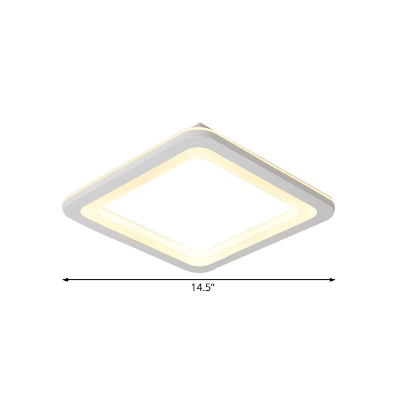 Simple Metal Led White Ceiling Light Fixture In Square Flush Design 10’/14.5’/19’ Wide With