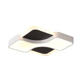 Geometric Metal Led Flush Ceiling Light Fixture In White/Warm 16.5/19.5/23.5 Wide