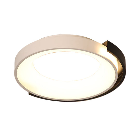 Modern Metal Led Flush Mount Ceiling Light With Frosted Diffuser - White/Warm