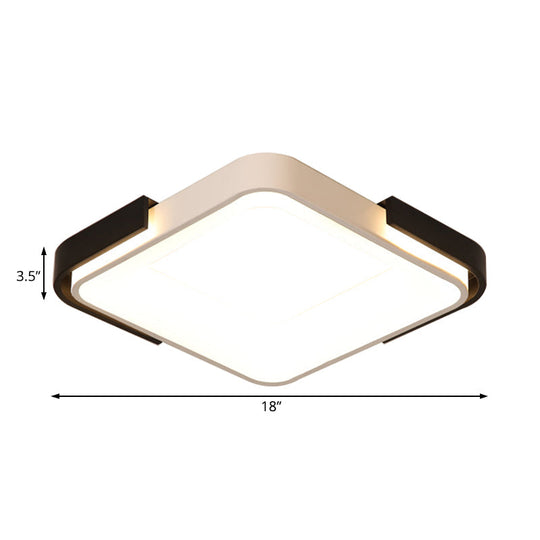Simple Metal Led Flush Mount Light In White/Warm - Rectangular/Square Ceiling Fixture 18’/35.5’