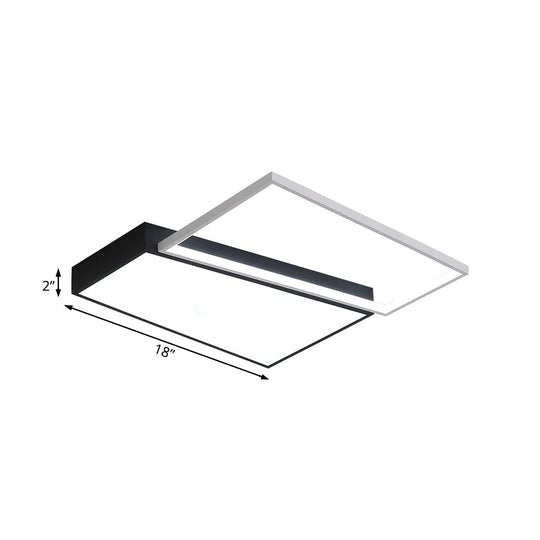 Sleek Trapezoid Flush Mount Led Metal Ceiling Light In White/Warm - 18’/21.5’ Wide
