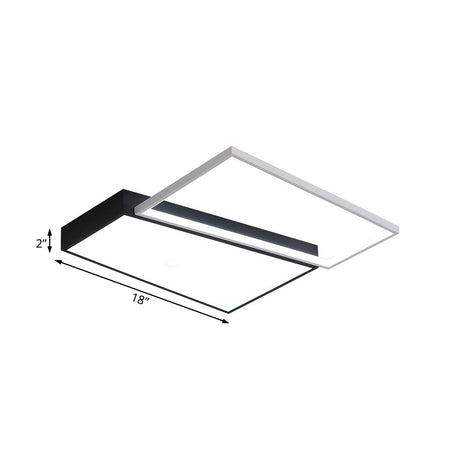 Sleek Trapezoid Flush Mount Led Metal Ceiling Light In White/Warm - 18/21.5 Wide