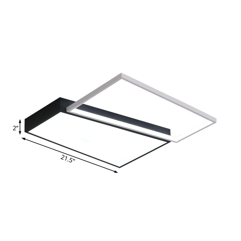 Sleek Trapezoid Flush Mount Led Metal Ceiling Light In White/Warm - 18/21.5 Wide