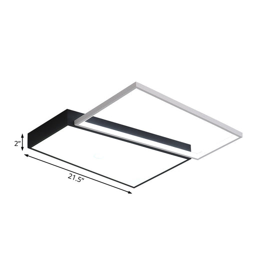 Sleek Trapezoid Flush Mount Led Metal Ceiling Light In White/Warm - 18/21.5 Wide