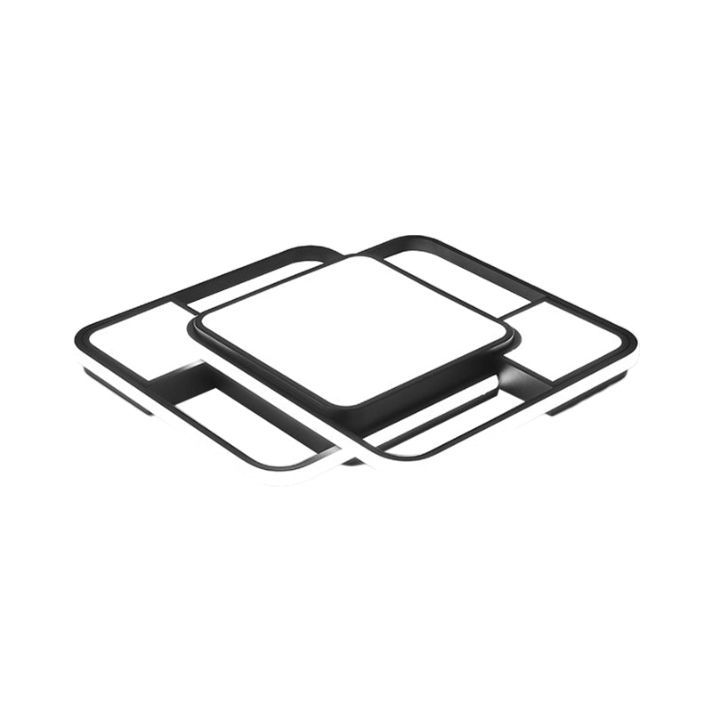 Modern Led Metal Flush Mount Ceiling Light With Frosted White Diffuser - White/Warm 16.5’/20.5’ Wide