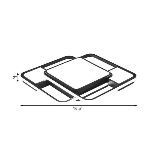 Modern Led Metal Flush Mount Ceiling Light With Frosted White Diffuser - White/Warm 16.5’/20.5’ Wide