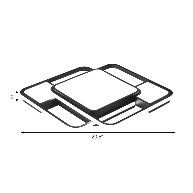 Modern Led Metal Flush Mount Ceiling Light With Frosted White Diffuser - White/Warm 16.5’/20.5’ Wide