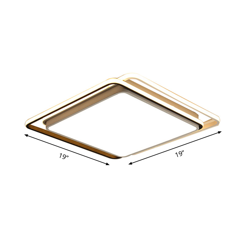 Square Ceiling Mount Led Lamp: Minimalist Metal Flush Light For Living Room In White/Warm -