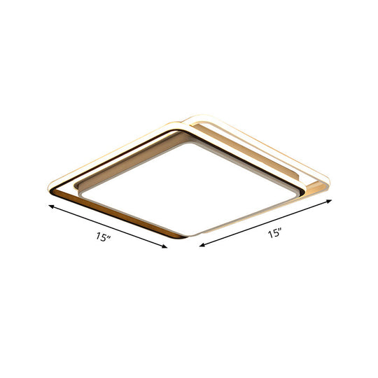 Square Ceiling Mount Led Lamp: Minimalist Metal Flush Light For Living Room In White/Warm -