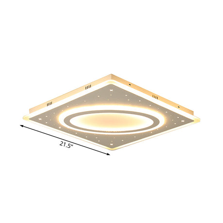 Led Square Flush Mount Ceiling Light In White/Warm With Metal Frame 21.5/23.5 Wide