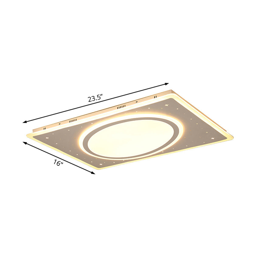 Led Square Flush Mount Ceiling Light In White/Warm With Metal Frame 21.5’/23.5’ Wide